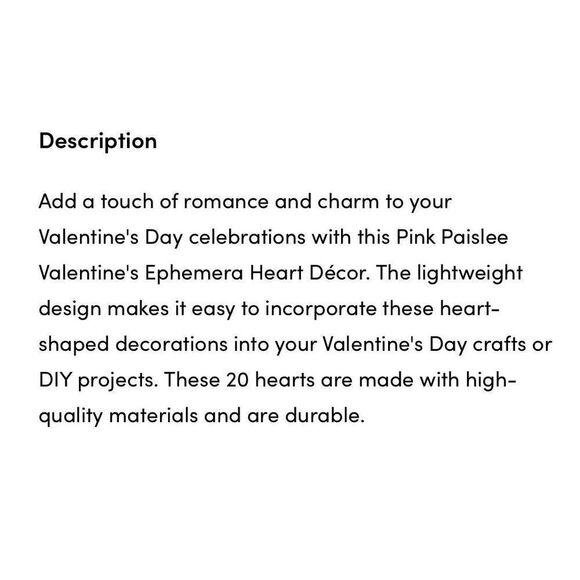 PINK PAISLEE 20 Pc Lucky Us Ephemera Diecut Paper Hearts Crafting NWT Love ❤️ - Picture 3 of 4